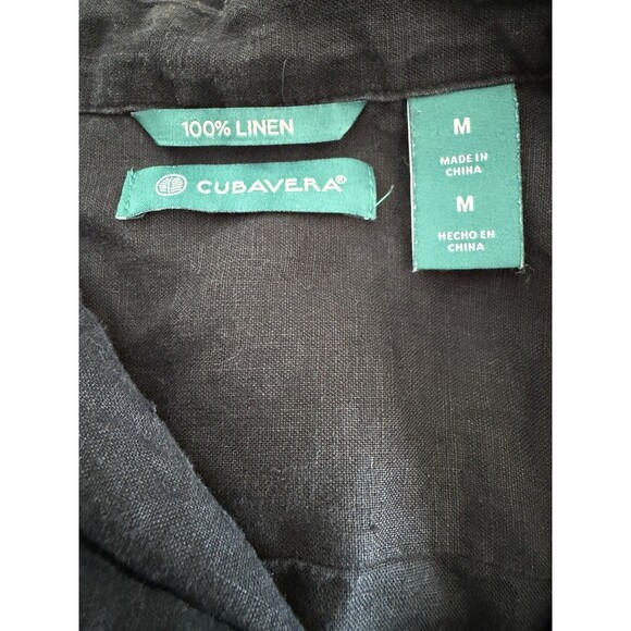 Cubavera Men's 100% Linen Four-Pocket Short Sleeve - Black Size Medium $125 - Picture 3 of 3